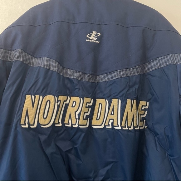 Vintage Logo Athletic University of Notre Dame Navy Blue & Gold Puffer Jacket - Picture 4 of 7